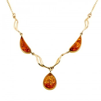 9ct Gold Amber Necklace